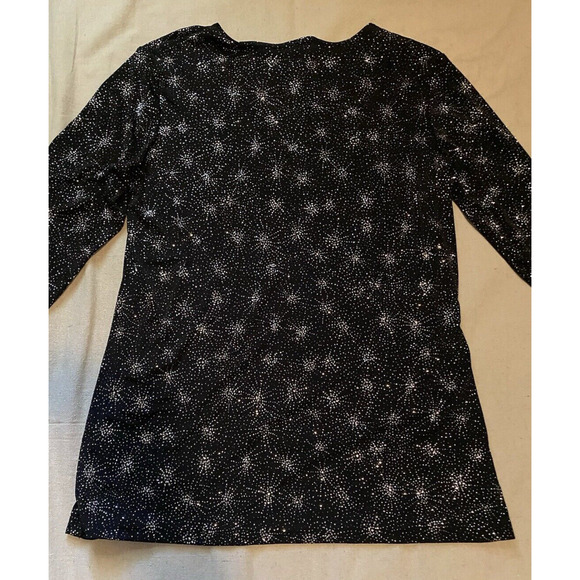 Quacker Factory Sparkle Top Womens Size M Medium Black w Silver Sparkles Blouse - Picture 5 of 11